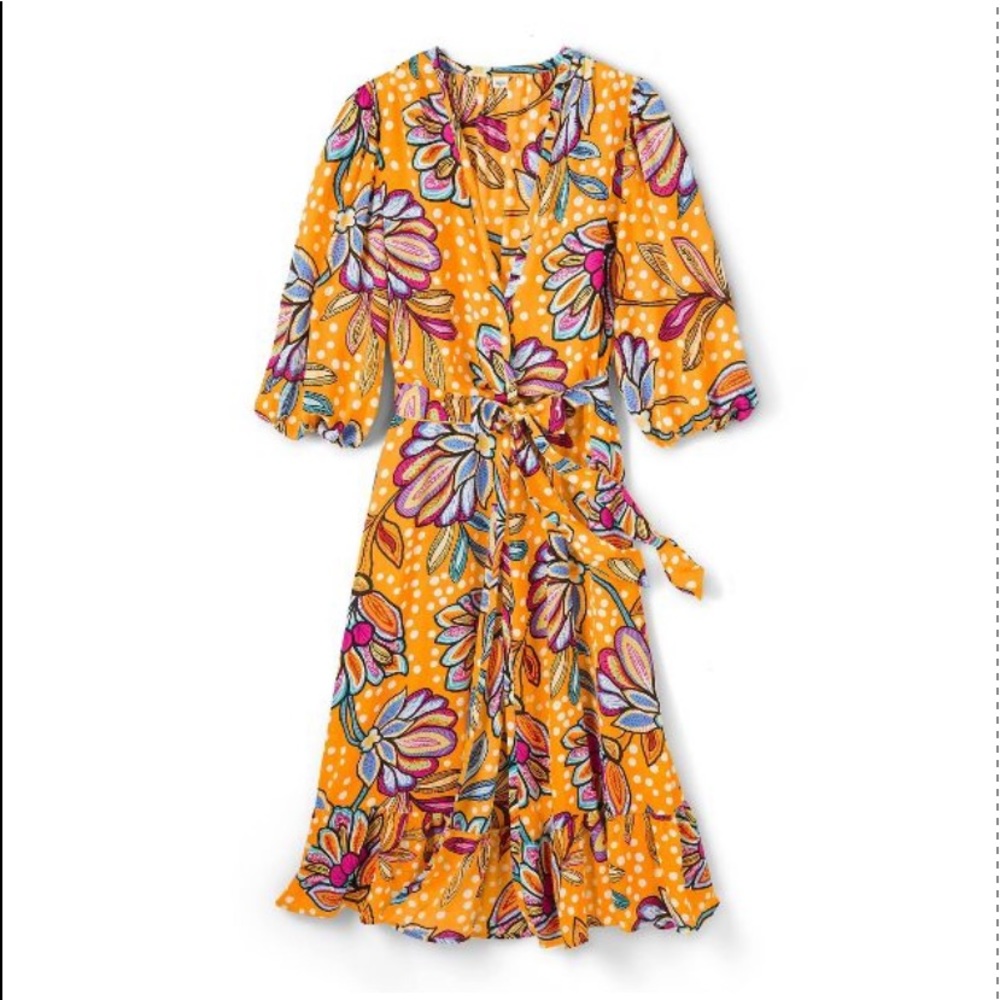 Floral Polka Dot Orange Paisley Print Cover Up Kimono Tabitha Brown - Picture 2 of 15